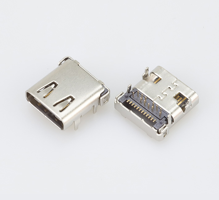 typc-c母座前貼后插板連接器